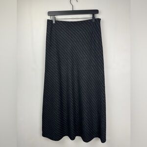 Vintage Old Navy Women’s Wool A-Line Midi Skirt Pin Striped Charcoal Gray Size 6
